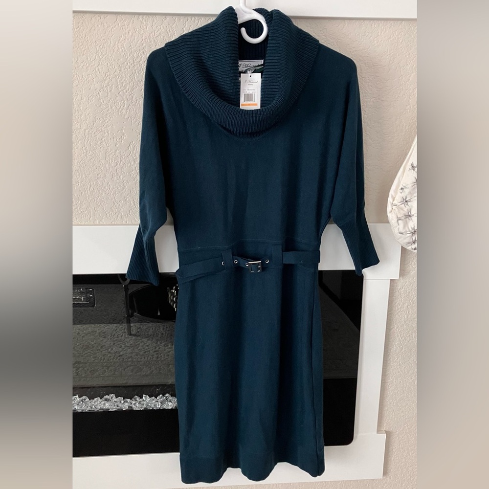 J Howard Long Sleeve Teal Dress with Belt